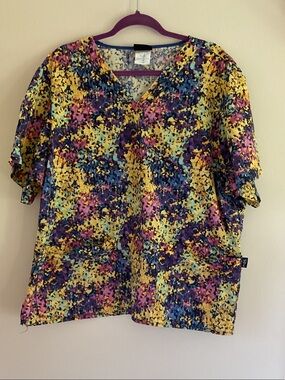 Tafford Multicolor V-Neck Tunic in Yellow, Purple, Blue & Pink 100% Cotton
